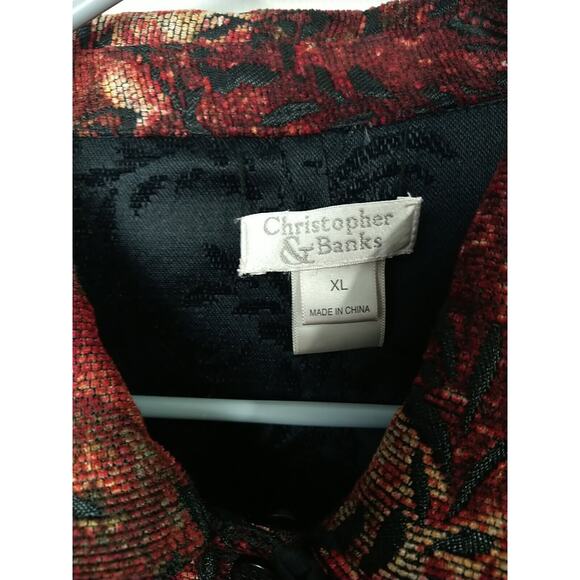 Christopher Banks Woman XL Blazer Floral Tapestry Button Up Long Sleeve Y2K - Picture 3 of 10